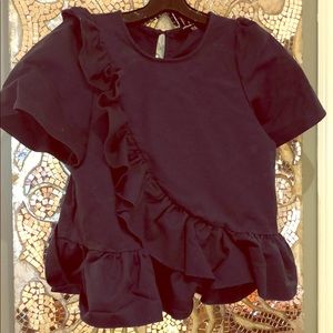 Navy ruffle top